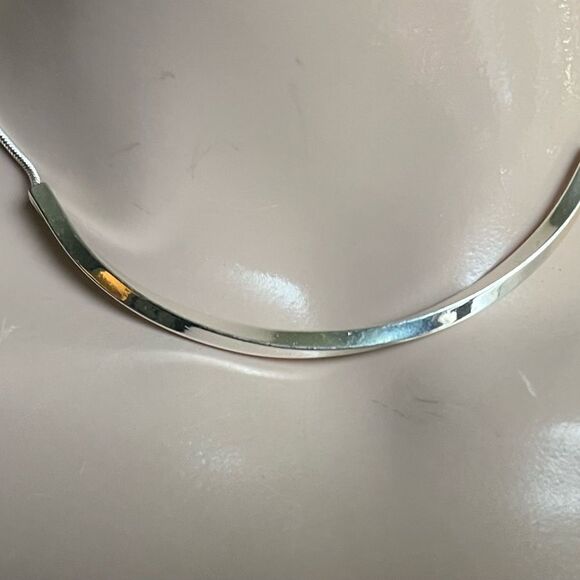 Silver Bar Chain Choker Necklace - Picture 4 of 6